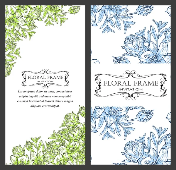 Carte d'invitation avec des éléments floraux — Image vectorielle