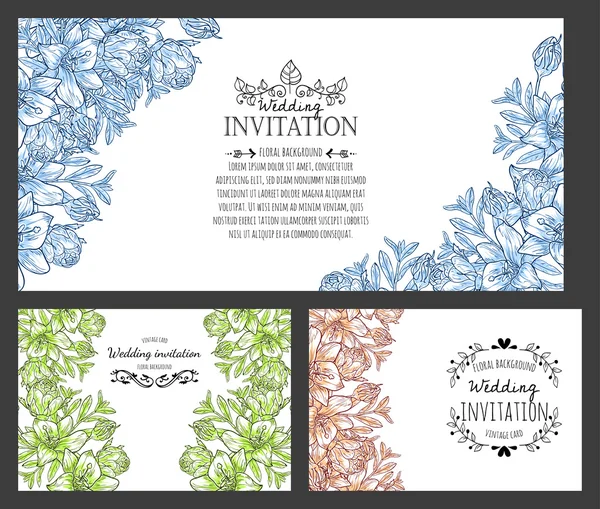 Carte d'invitation avec des éléments floraux — Image vectorielle