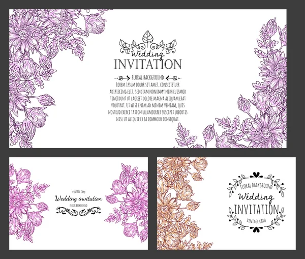 Tarjeta de invitación con elementos florales — Vector de stock