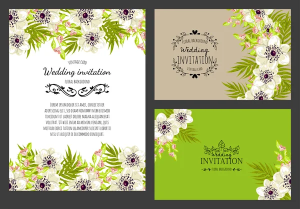 Carte d'invitation avec des éléments floraux — Image vectorielle