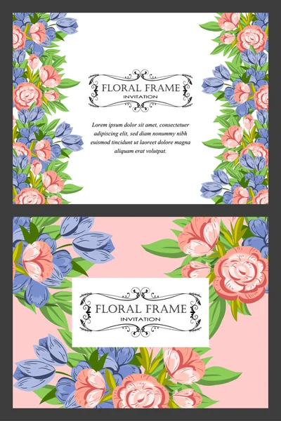 Пригласительный билет с цветочными элементами — стоковый вектор