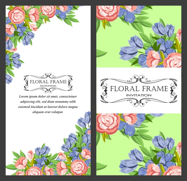 Carte d'invitation avec des éléments floraux — Image vectorielle