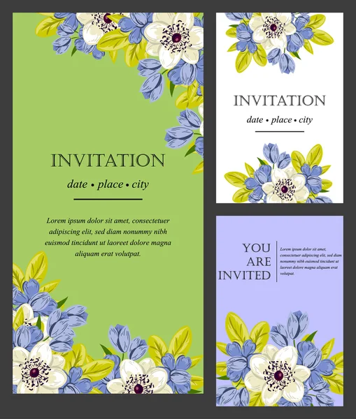 Tarjeta de invitación con elementos florales — Archivo Imágenes Vectoriales