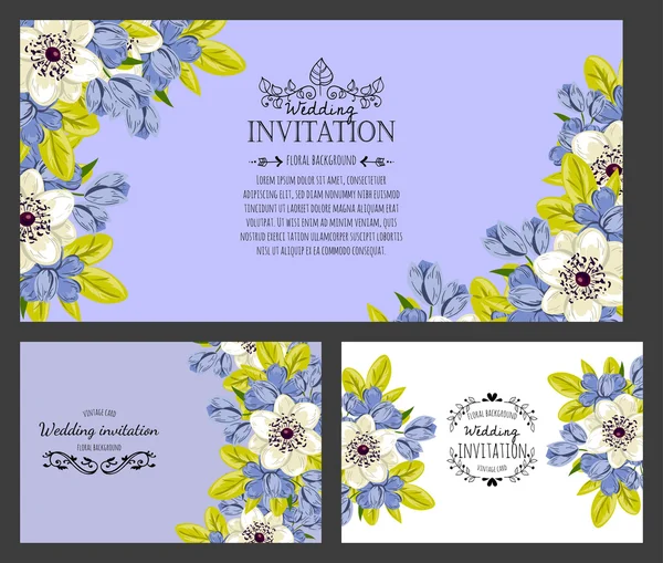 Tarjeta de invitación con elementos florales — Vector de stock