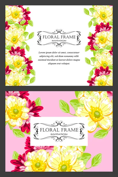 Carte d'invitation avec des éléments floraux — Image vectorielle