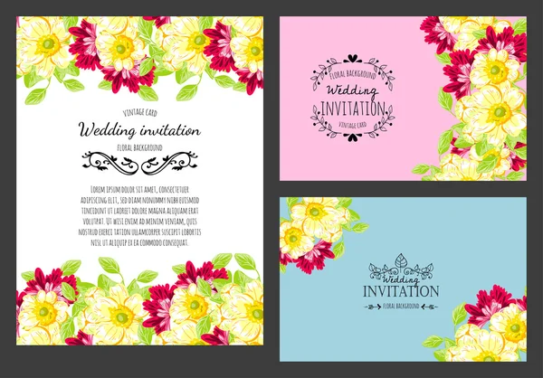 Carte d'invitation avec des éléments floraux — Image vectorielle