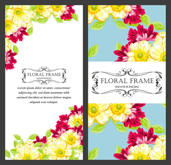 Carte d'invitation avec des éléments floraux — Image vectorielle