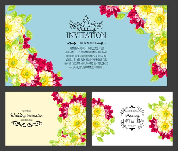 Carte d'invitation avec des éléments floraux — Image vectorielle