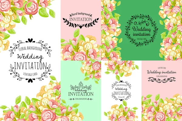 Tarjeta de invitación con elementos florales — Archivo Imágenes Vectoriales