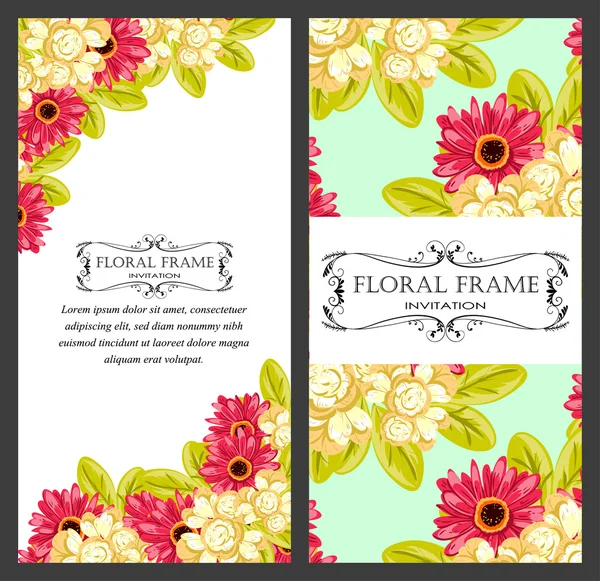 Carte d'invitation avec des éléments floraux — Image vectorielle