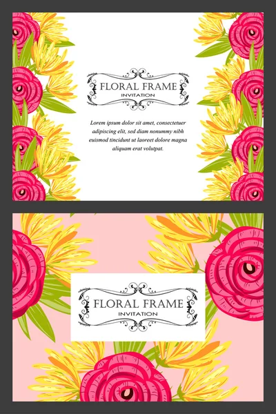 Carte d'invitation avec des éléments floraux — Image vectorielle