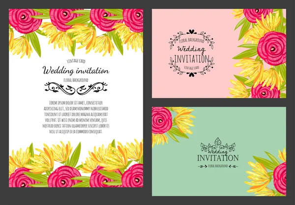 Carte d'invitation avec des éléments floraux — Image vectorielle