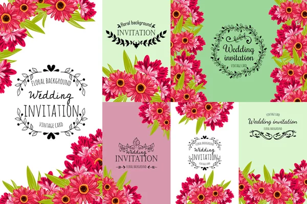 Carte d'invitation avec des éléments floraux — Image vectorielle