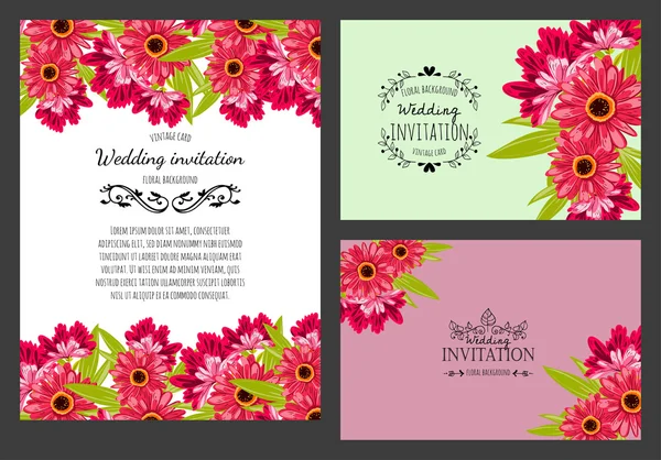 Invitation card with floral elements — Stock Vector