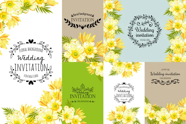 Carte d'invitation avec des éléments floraux — Image vectorielle