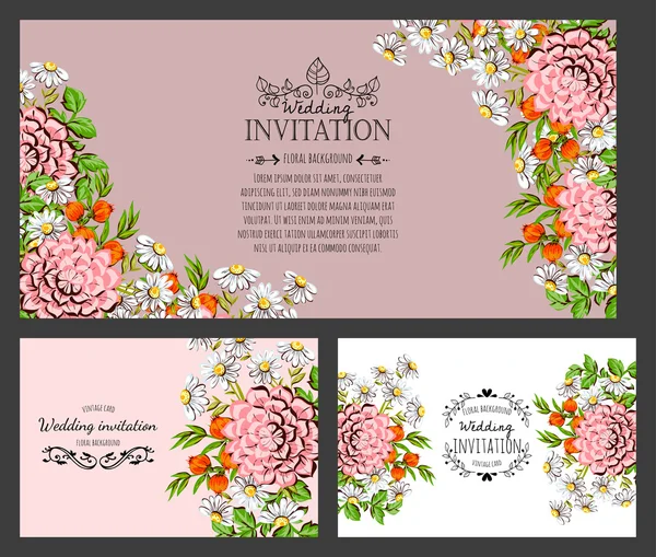 Carte d'invitation avec des éléments floraux — Image vectorielle