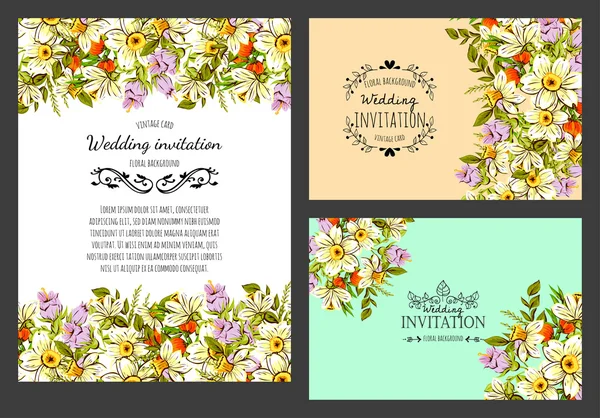 Carte d'invitation avec des éléments floraux — Image vectorielle