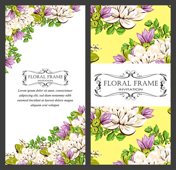 Carte d'invitation avec des éléments floraux — Image vectorielle