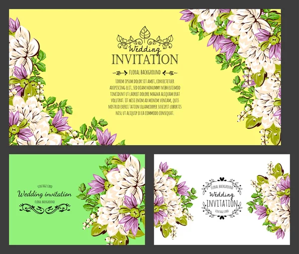 Carte d'invitation avec des éléments floraux — Image vectorielle