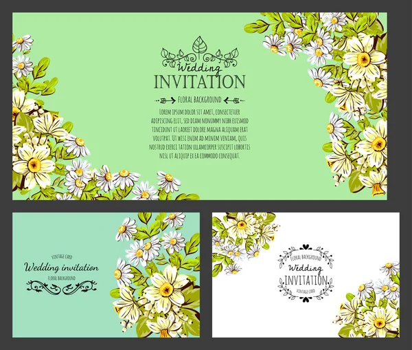 Carte d'invitation avec des éléments floraux — Image vectorielle