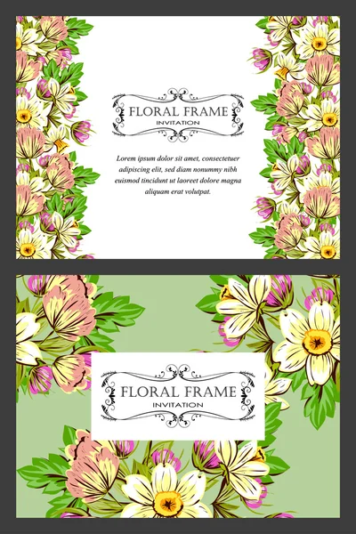 Carte d'invitation avec des éléments floraux — Image vectorielle