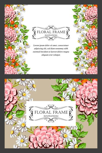 Tarjeta de invitación con elementos florales — Archivo Imágenes Vectoriales