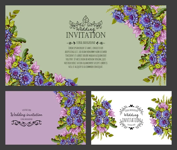 Carte d'invitation avec des éléments floraux — Image vectorielle