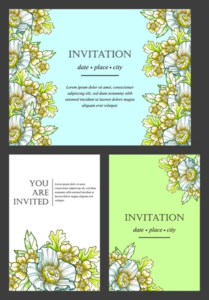 Einladungskarte mit floralen Elementen — Stockvektor