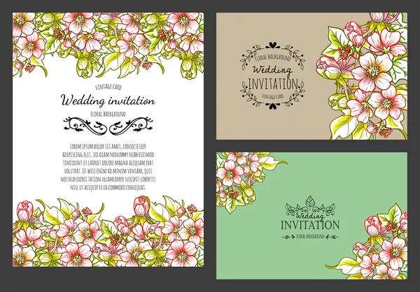 Carte d'invitation avec des éléments floraux — Image vectorielle