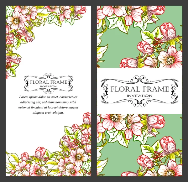 Carte d'invitation avec des éléments floraux — Image vectorielle