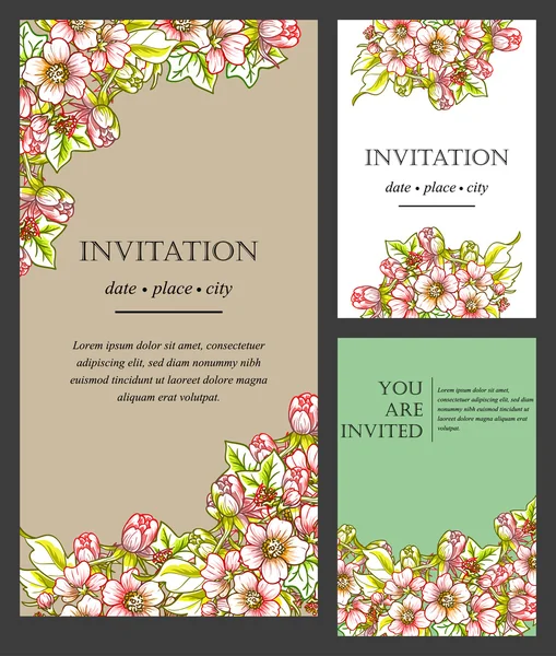 Invitation card with floral elements — Stock Vector