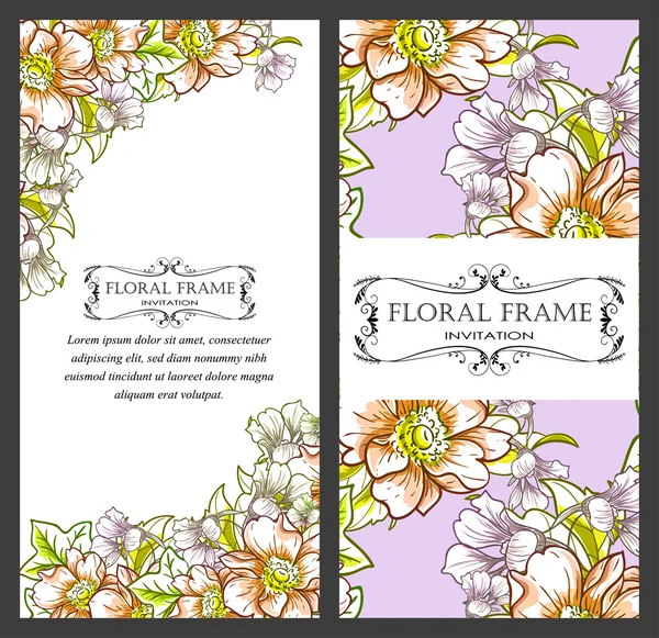 Carte d'invitation avec des éléments floraux — Image vectorielle