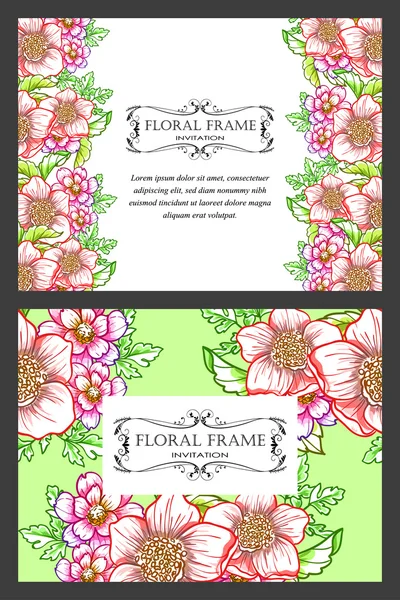 Tarjeta de invitación con elementos florales — Archivo Imágenes Vectoriales