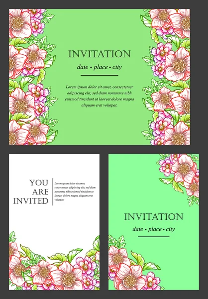 Carte d'invitation avec des éléments floraux — Image vectorielle