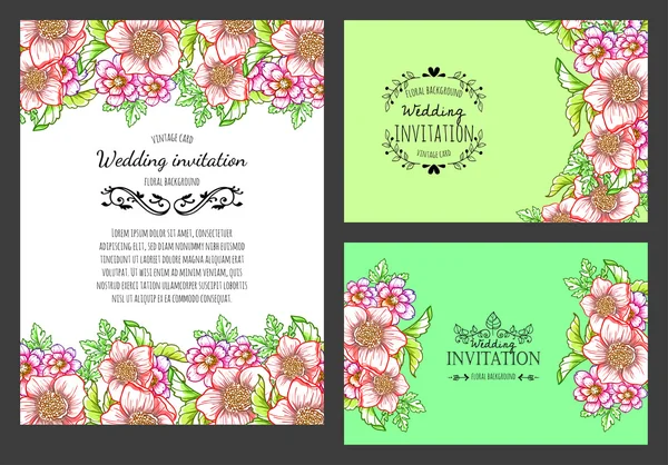 Invitation card with floral elements — Stock Vector