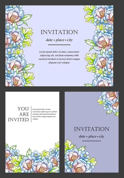 Tarjeta de invitación con elementos florales — Archivo Imágenes Vectoriales