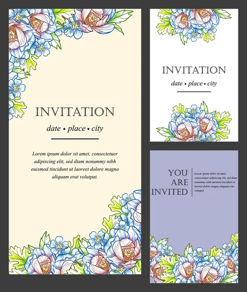 Tarjeta de invitación con elementos florales — Archivo Imágenes Vectoriales