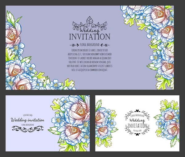 Tarjeta de invitación con elementos florales — Vector de stock