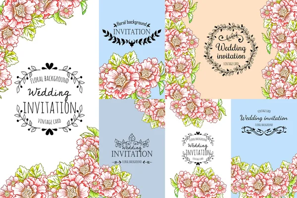 Carte d'invitation avec des éléments floraux — Image vectorielle