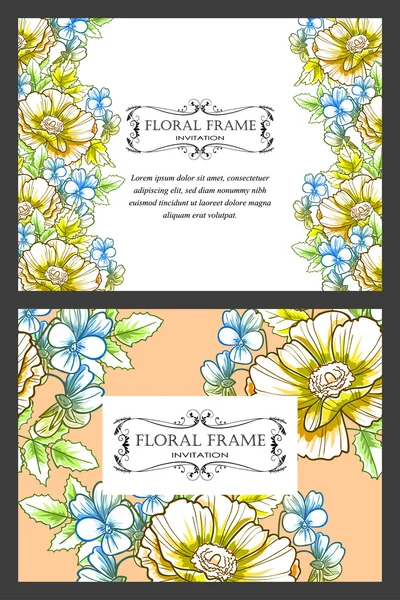 Carte d'invitation avec des éléments floraux — Image vectorielle