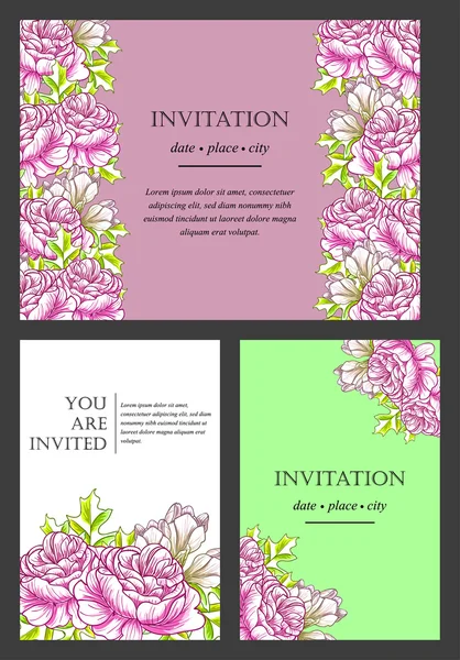 Carte d'invitation avec des éléments floraux — Image vectorielle