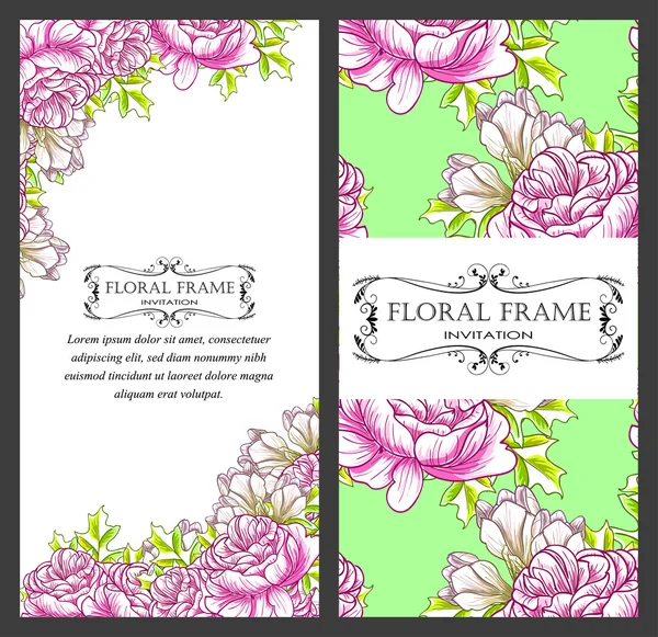 Προσκλητήριο με floral στοιχεία — Διανυσματικό Αρχείο