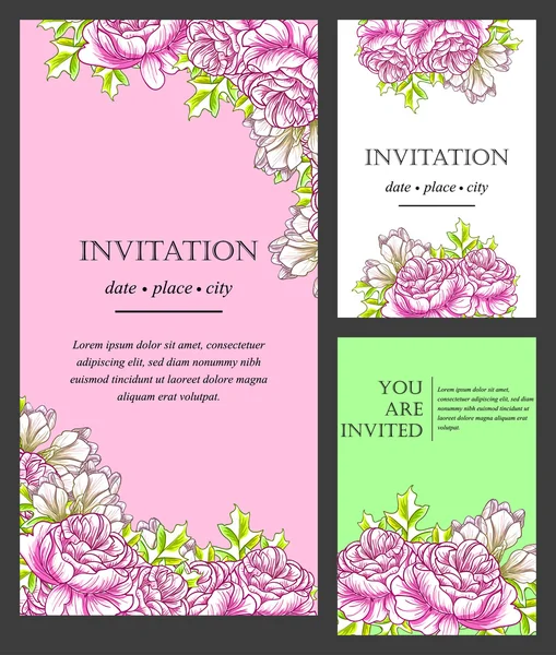 Tarjeta de invitación con elementos florales — Archivo Imágenes Vectoriales