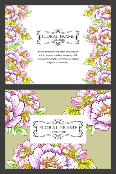 Tarjeta de invitación con elementos florales — Archivo Imágenes Vectoriales