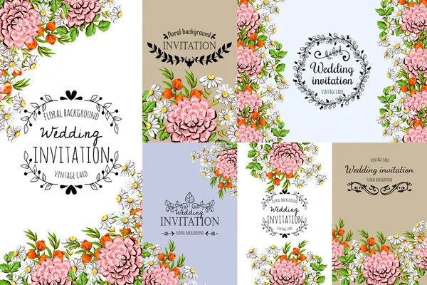 Invitation card with floral elements Stock Illustration