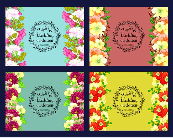 Tarjeta de invitación con elementos florales — Vector de stock