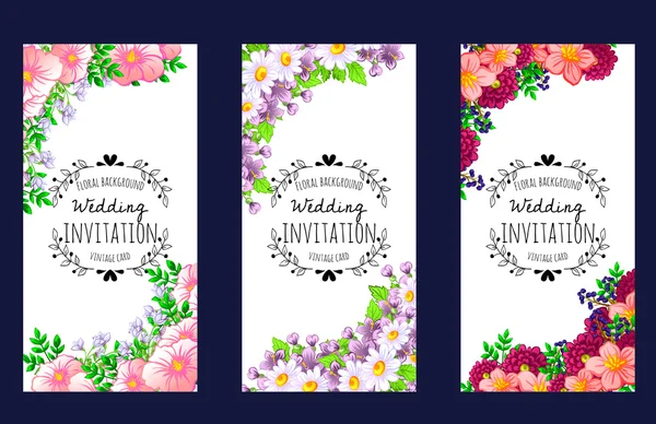 Tarjeta de invitación con elementos florales — Vector de stock