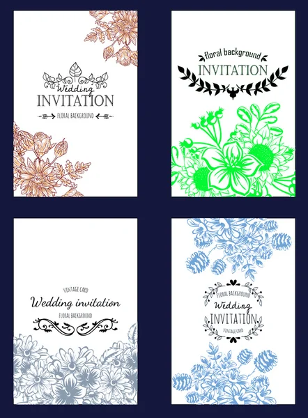 Invitation card with floral elements — Stock Vector