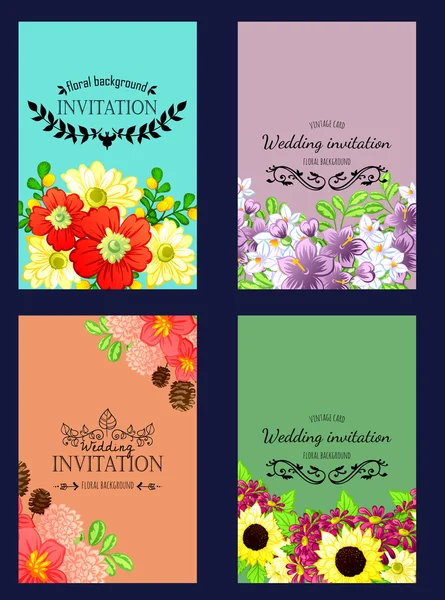 Invitasjonskort med blomsterelementer – stockvektor