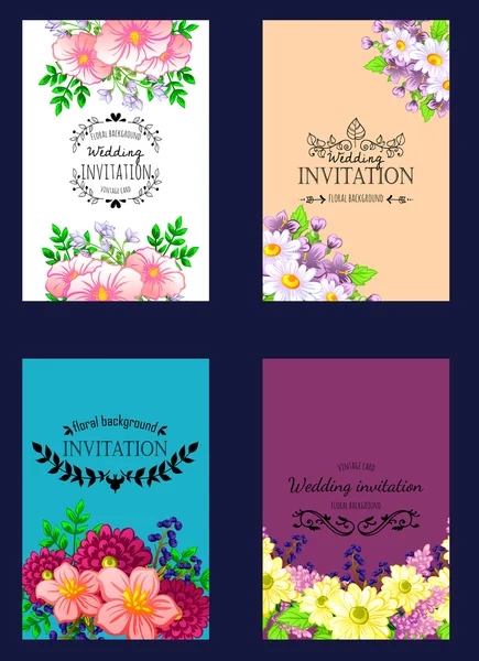 Tarjeta de invitación con elementos florales — Archivo Imágenes Vectoriales